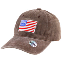 Load image into Gallery viewer, USA Flag Embroidered Baseball Cap - Brown