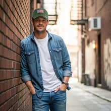 Load image into Gallery viewer, USA Flag Embroidered Baseball Cap - Olive Green