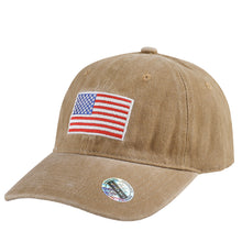 Load image into Gallery viewer, USA Flag Embroidered Baseball Cap - Khaki
